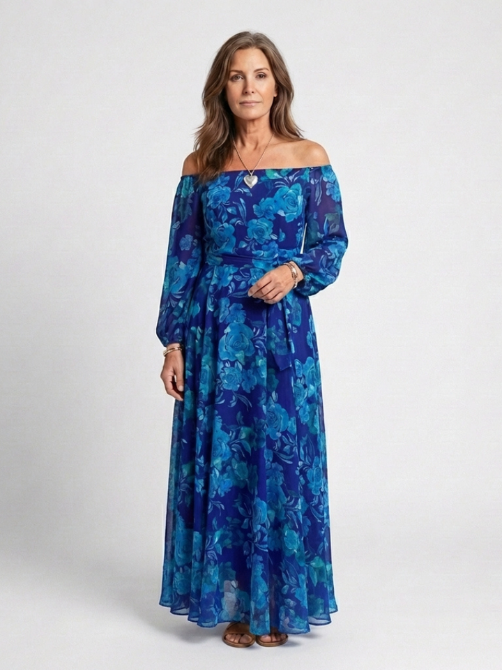 Aspen | Off-Shoulder Flower Maxi Dress