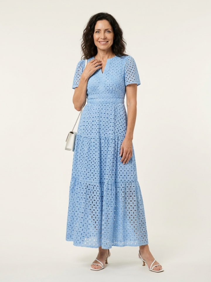 Brielle | V-Neck Short Sleeve Tiered Midi Dress