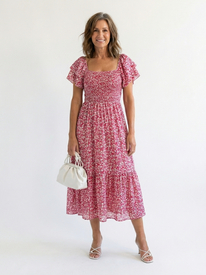 Odette | Off-Shoulder Floral Smocked Midi Dress