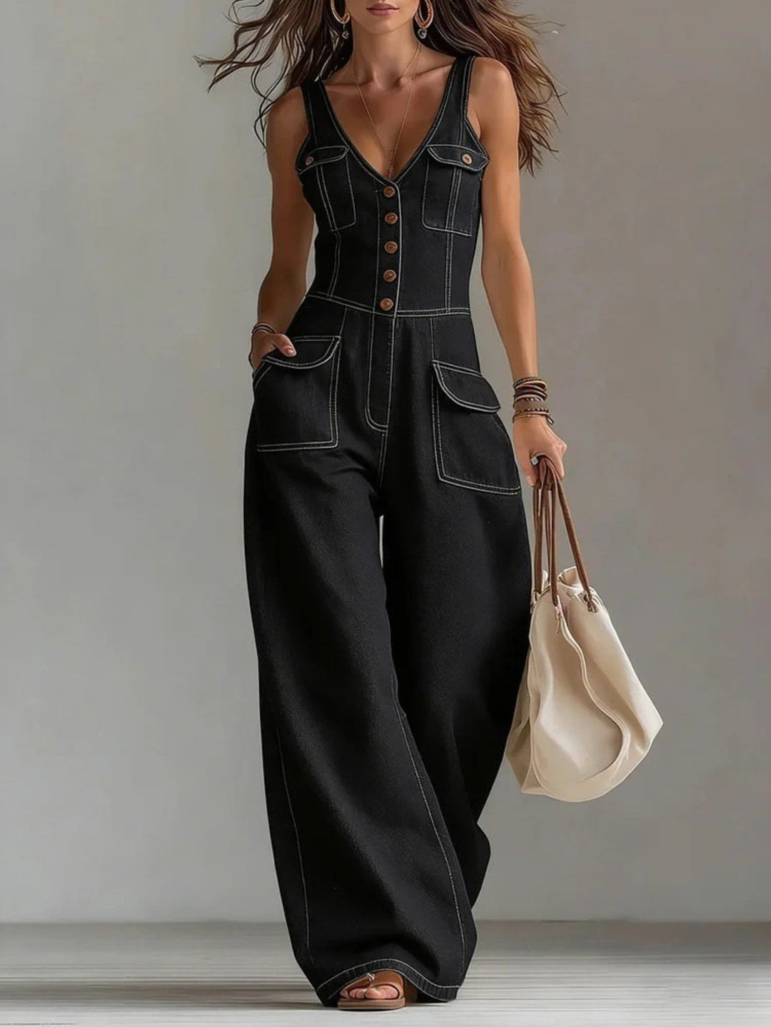 Claire | Women's V-Neck Jumpsuit