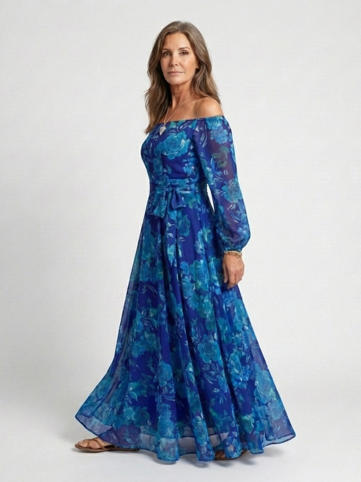 Aspen | Off-Shoulder Flower Maxi Dress