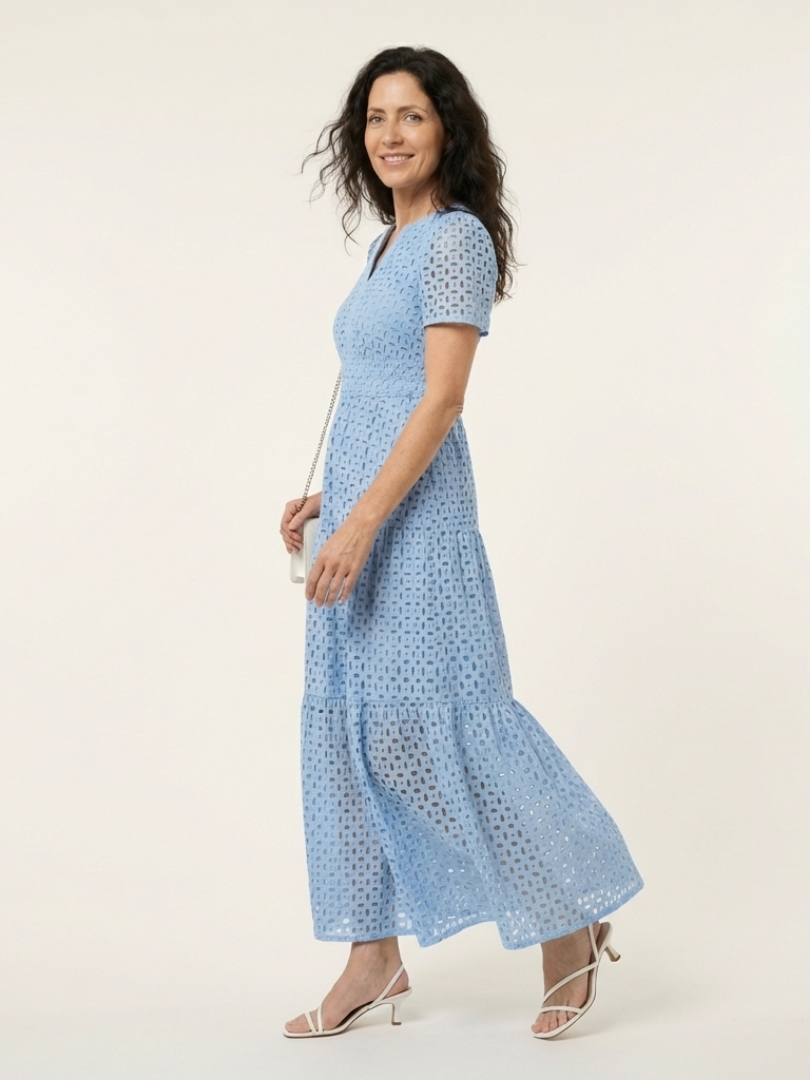 Brielle | V-Neck Short Sleeve Tiered Midi Dress