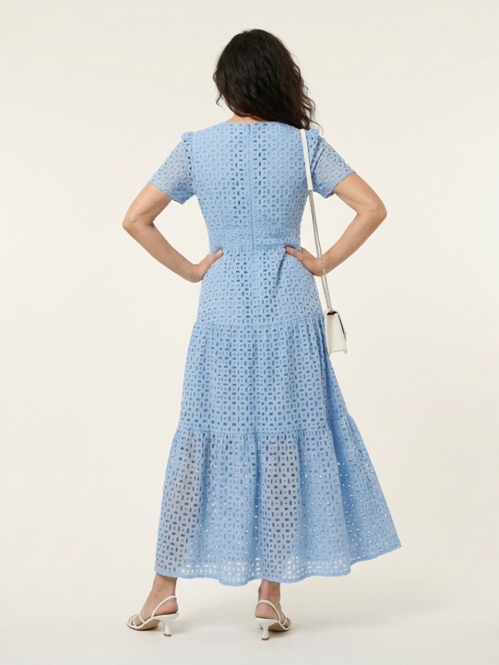 Brielle | V-Neck Short Sleeve Tiered Midi Dress