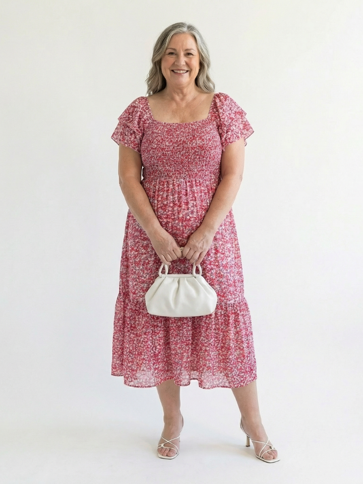 Odette | Off-Shoulder Floral Smocked Midi Dress