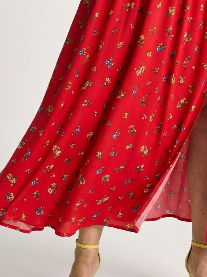 Delphine | Midi Dress with Square Neckline and Floral Pattern