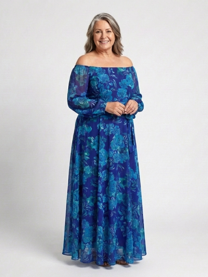 Aspen | Off-Shoulder Flower Maxi Dress