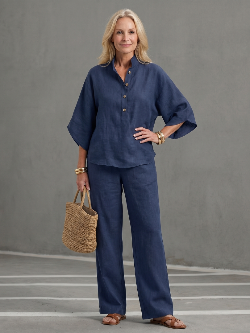 Amity | Relaxed Button-Down Tunic and Pants Set