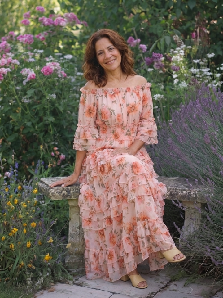 Rosalie | Off-Shoulder Floral Ruffle Tiered Maxi Dress
