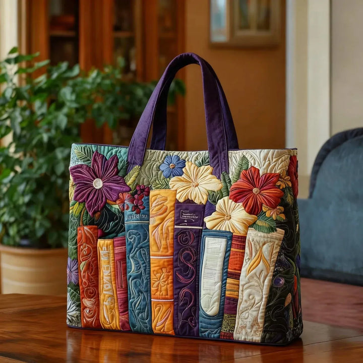 Book Lovers' Quilted Tote Bag