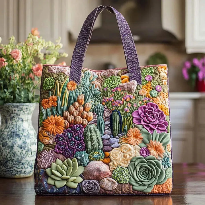 Handcrafted Tote Bag - Succulent Paradise