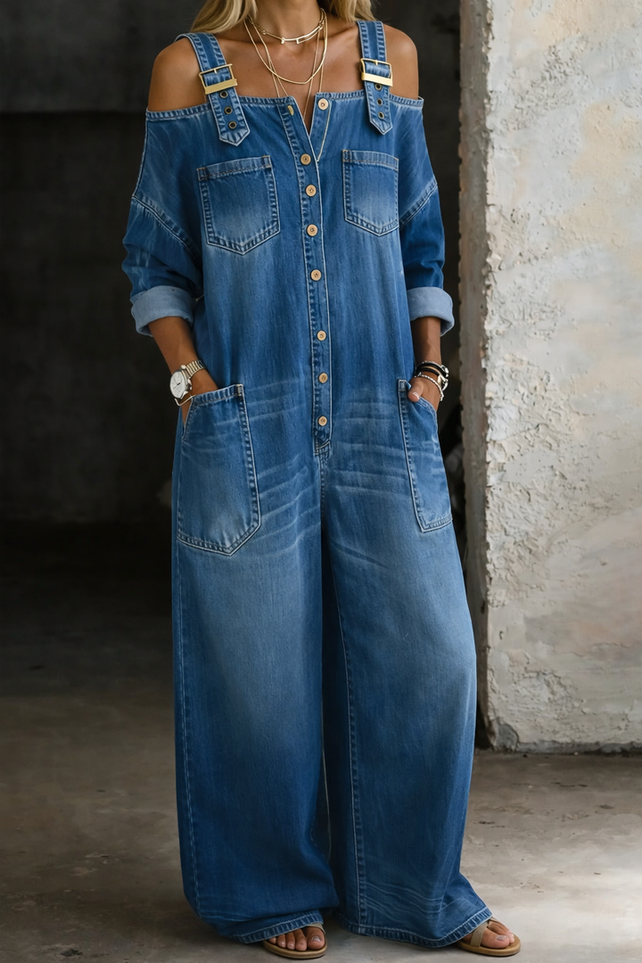 Sophia | Off-Shoulder Denim Jumpsuit