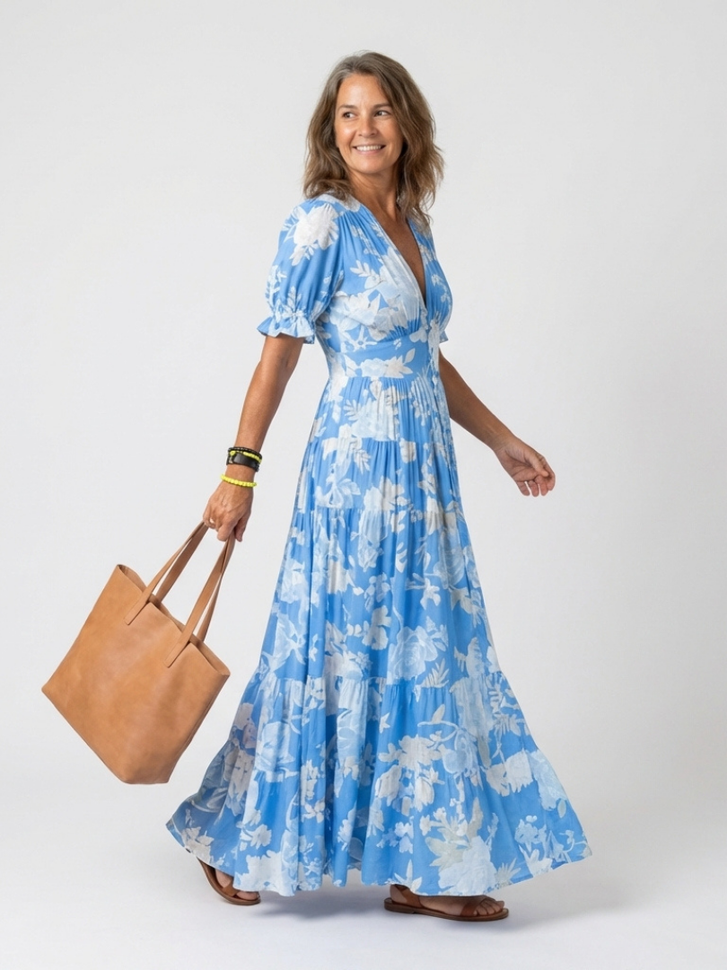Ione | Short Sleeveless V-Neck Floral Midi Dress (copy)