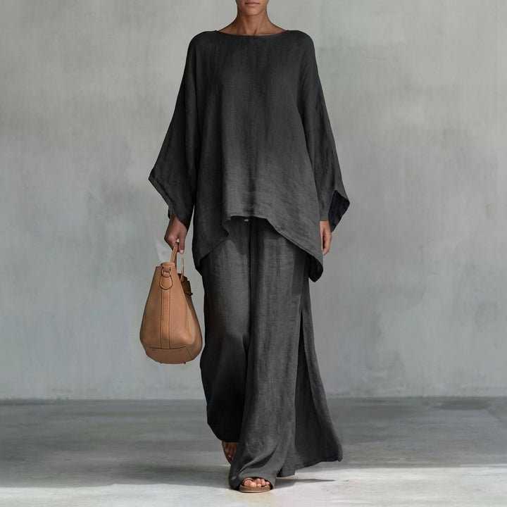 Cristina | Soft Two-Piece Set with Long Sleeves and Wide Pants