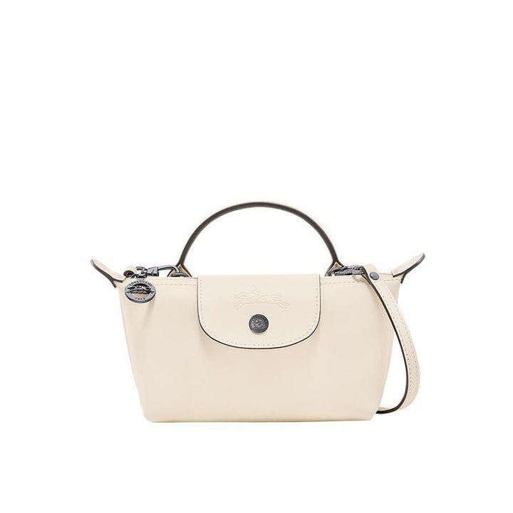 Mini Leather Le Pliage Bag - White