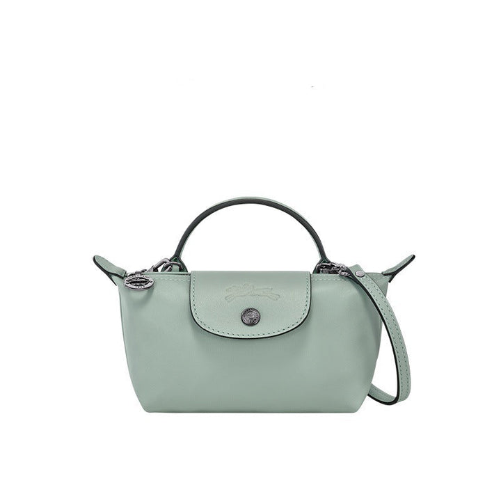 Mini Leather Le Pliage Bag - Light Blue