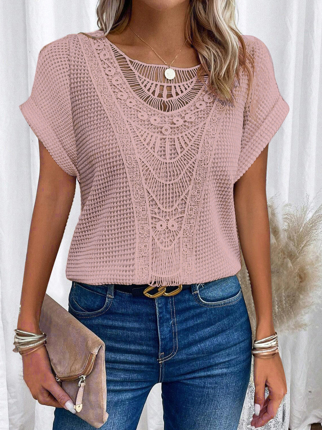 Kelly | Lace Detail Short Sleeve Top