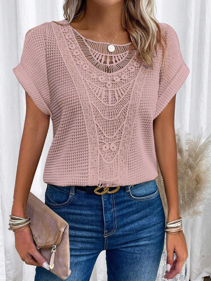 Kelly | Lace Detail Short Sleeve Top