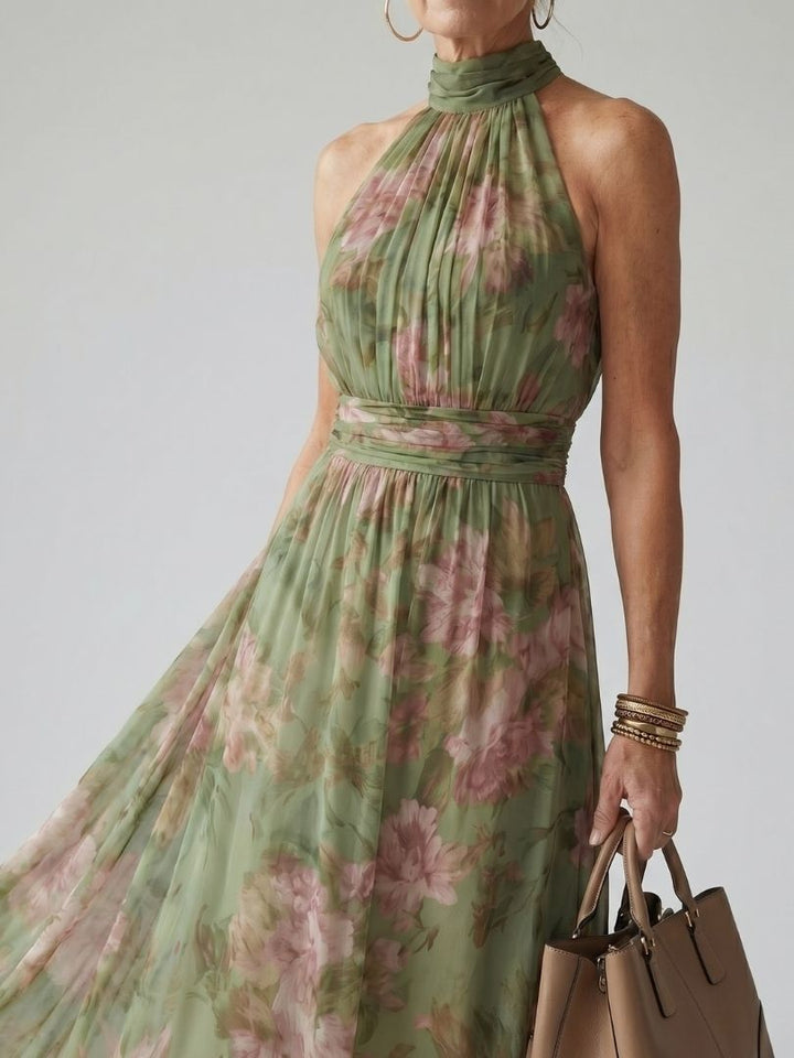 Mirelle | Halter Neck Gathered Midi Dress