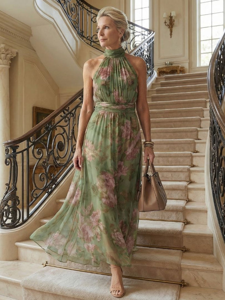 Mirelle | Halter Neck Gathered Midi Dress