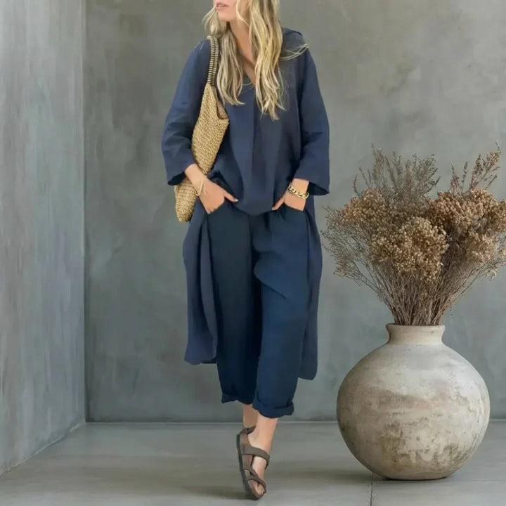 Lucía | Relaxed Long Vest and Wide-Leg Pants Two-Piece Set