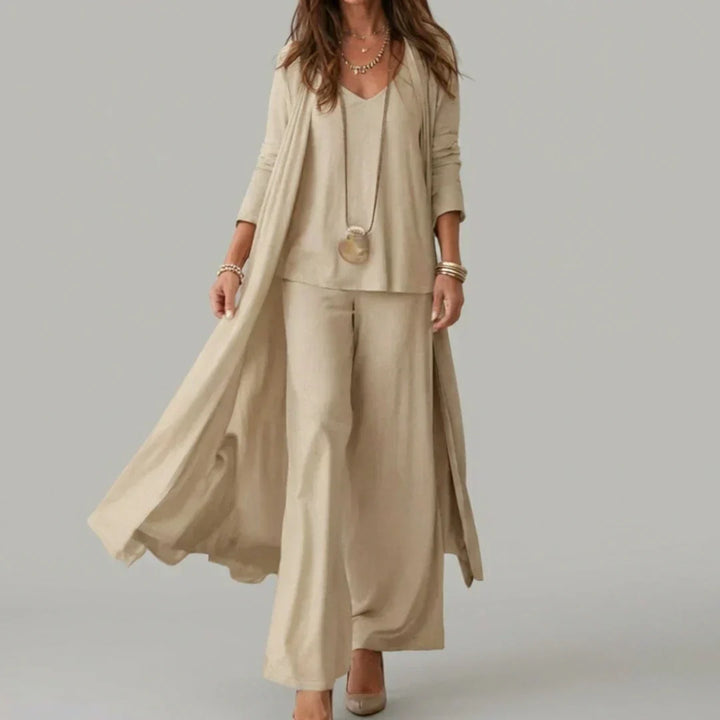 Raquel | Soft Three-Piece Set with Tunic and Wide-Leg Pants