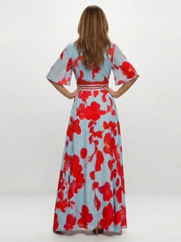 Corinne | V-Neck Short Sleeve Floral Dress