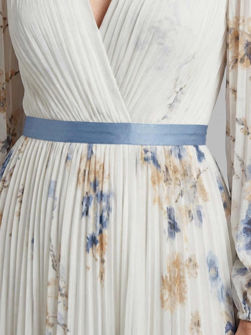 Lavinia | Maxi Dress with Long Sleeves and V-Neck in Floral Pattern
