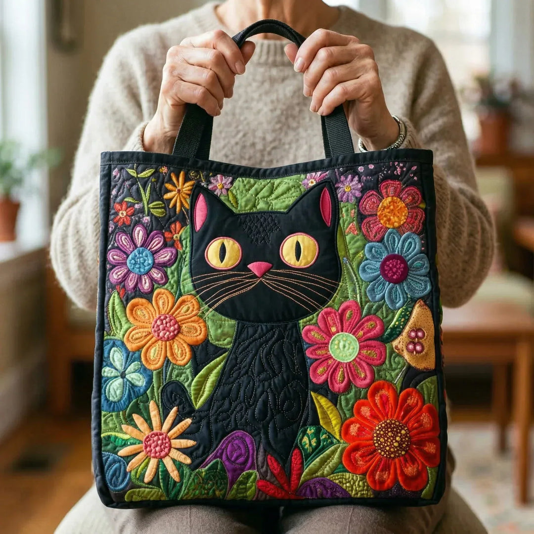 Enchanted Black Cat Quilted Bag