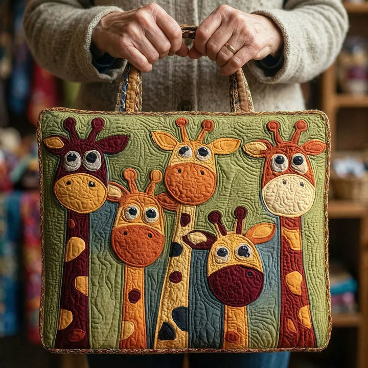 Giraffe Print Quilted Tote Bag