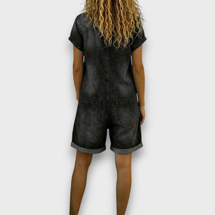 Sofia | Short Vintage Overalls in Cotton Denim Look
