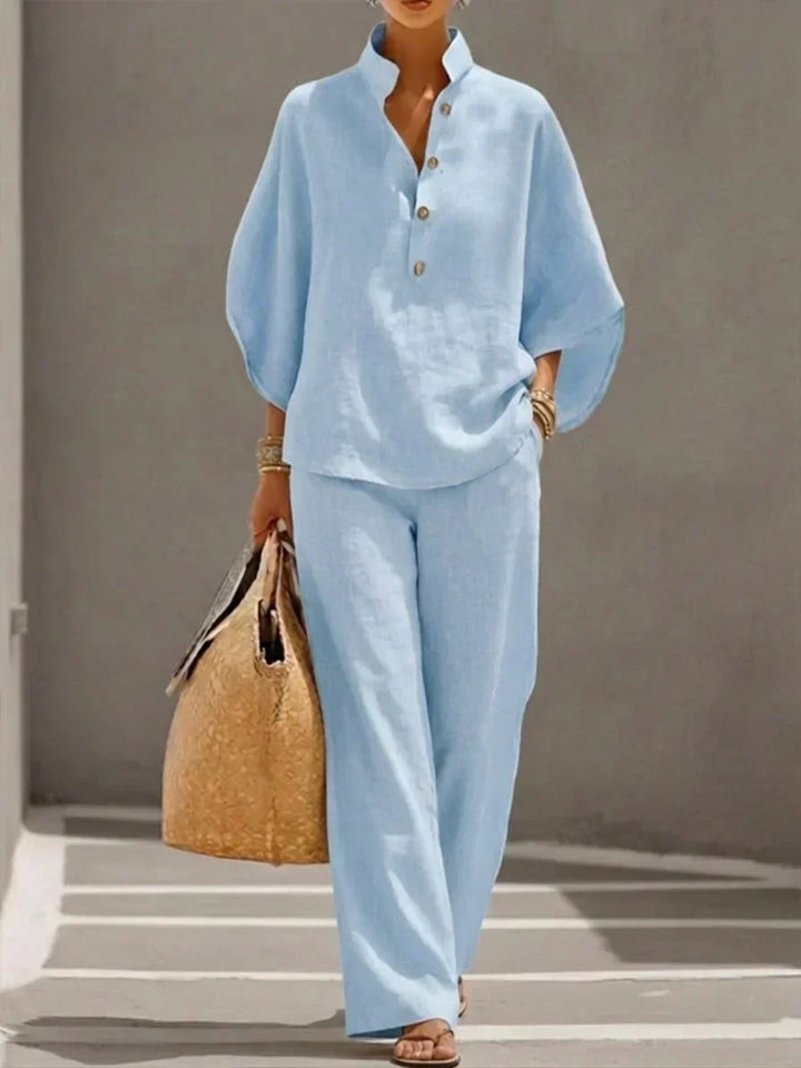 Maribel | Relaxed Batwing Sleeve Top and Wide-Leg Pants Set