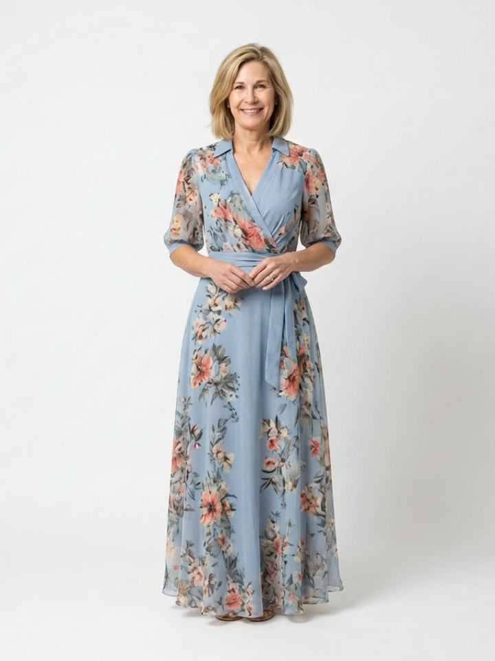 Elowen | Floral Wrap V-Neck Maxi Dress