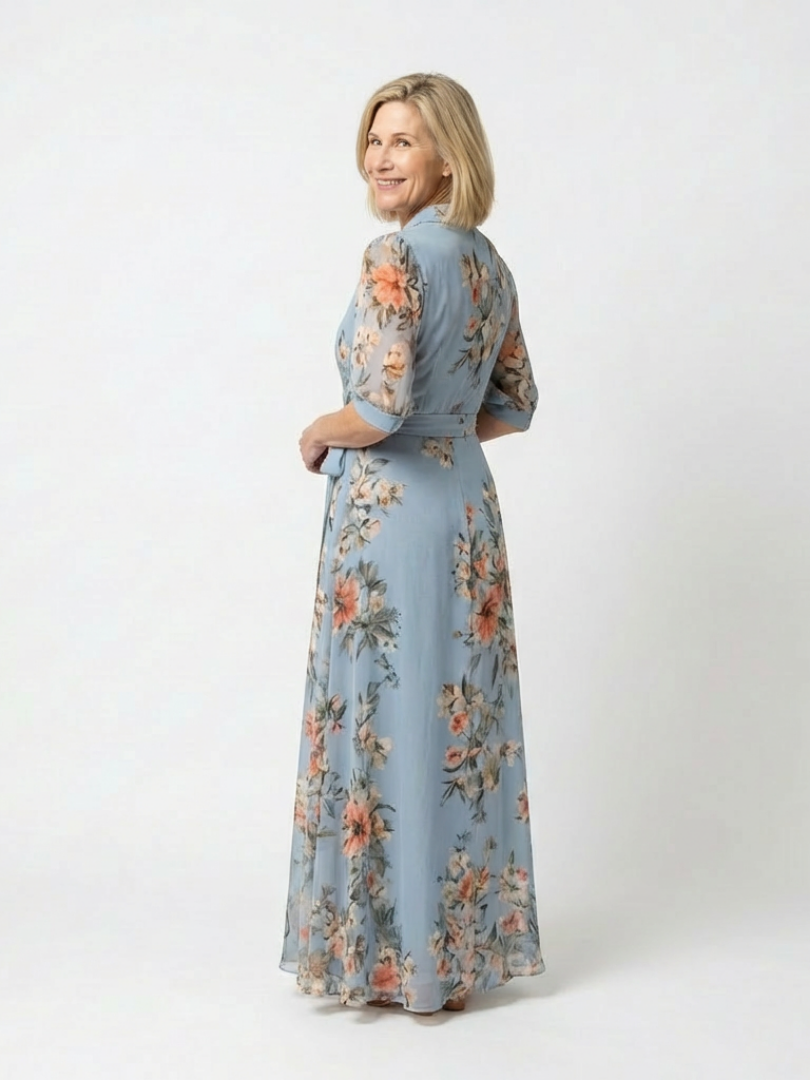 Elowen | Floral Wrap V-Neck Maxi Dress